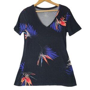 Apt 9 Essentials High-Low Tunic Top Black Tropical Floral Women's Size XS